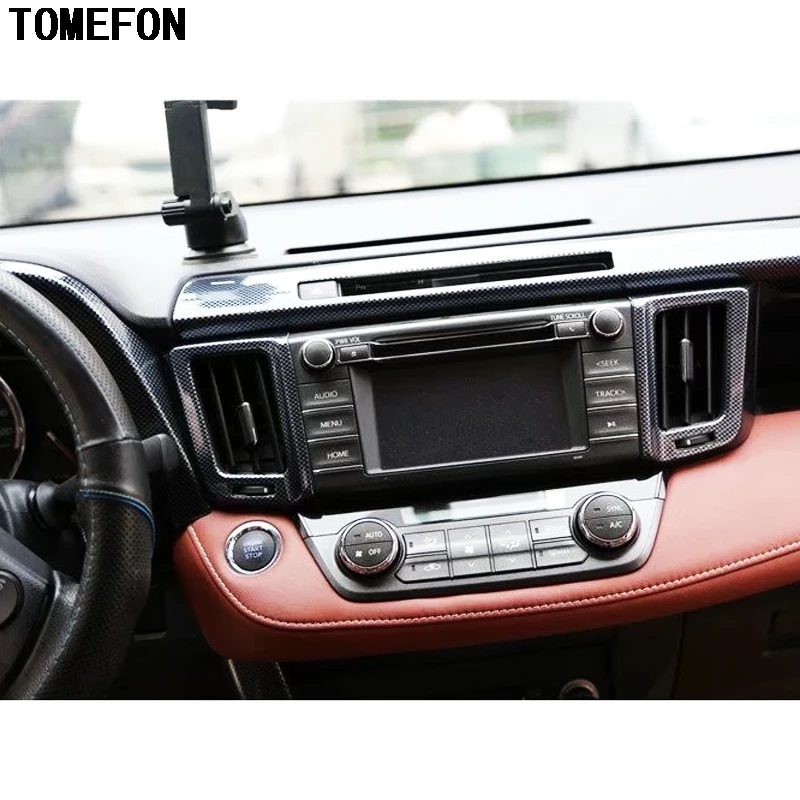 TOMEFON 17PCS For Toyota RAV4 RAV 4 2014 ABS Carbon Fiber Paint Front Dash Board Air Vent Panel Inner Door Interior Accessories