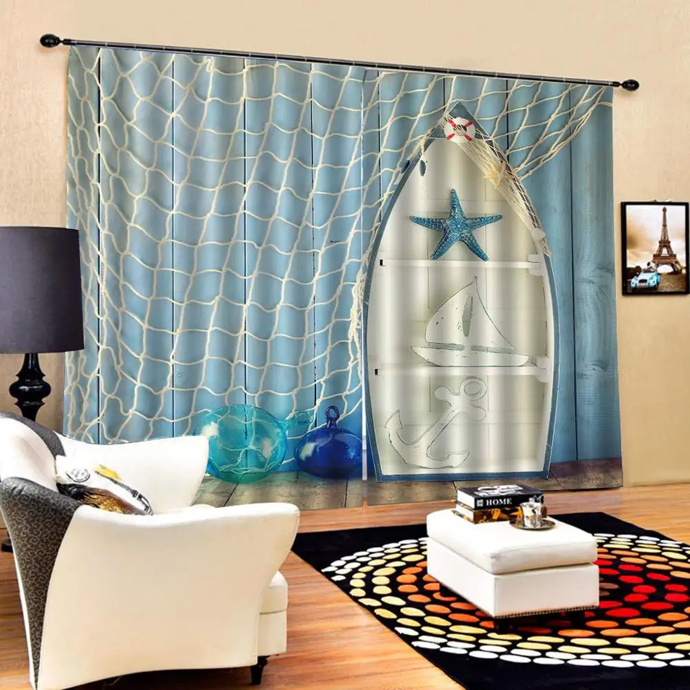 

Mesh blue star curtains luxury Blackout 3D Window Curtain For Living Room Bedroom Drapes Rideaux Cortinas nature scenery