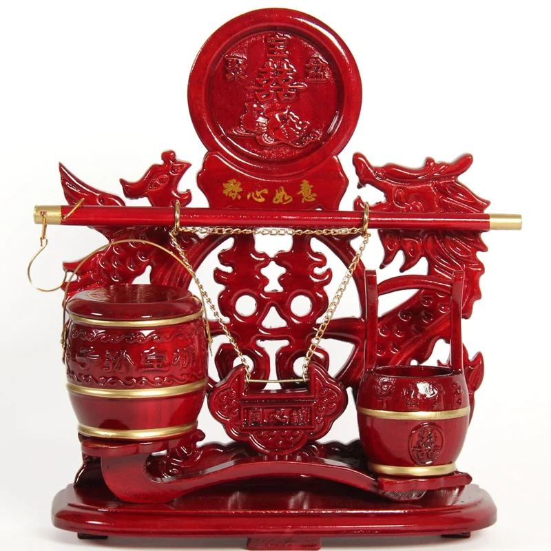 Oversized wedding gift Qing Zhai Gallery red Muzi sun three piece of wood barrel children treasure barrels of relief