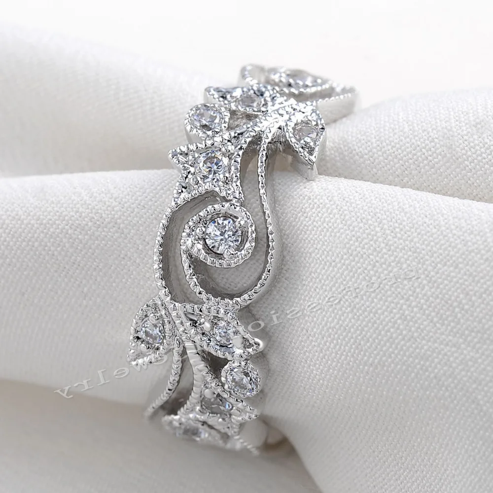 choucong Wieck Antique jewelry  Flower Desgin 925 Sterling Silver Simulated stones Wedding Engagement Rings For Love Size 5-11