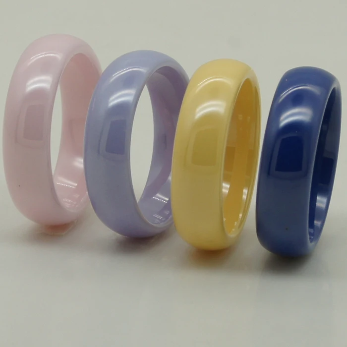 6mm de largura feminino/menina incrível raro colorido roxo simples cúpula design anel de cerâmica à prova de arranhões 1 peça