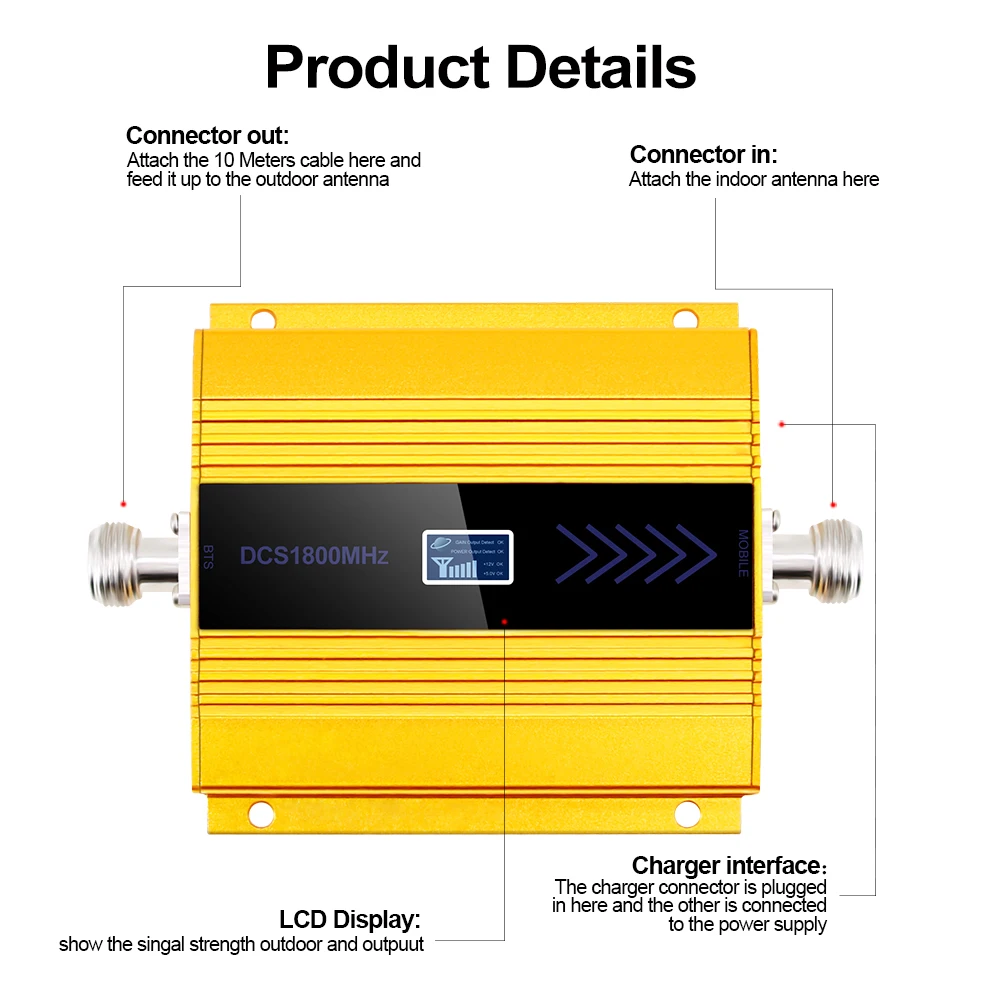 4g Lte 1800 MHZ Booster LCD GSM Amplificador GSM 2g 4g Booster DCS 1800 Booster Mobile Phone Signal Amplifier Repeater