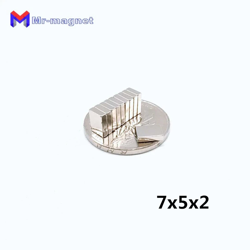 50pcs high quality 7x5x2mm Super strong neo neodymium magnet 7mm x 5mm x 2mm, 7x5x2 NdFeB magnet 7*5*2mm, 7mmx 5mmx 2mm magnets