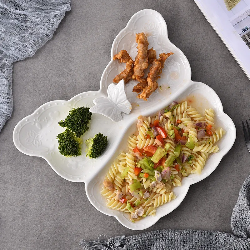 

Embossed Plate Relief Butterfly Dessert Plate, Anaglyph Afternoon Tea Tray, Five-Panel Ceramic Fruit Tray, Snack Container