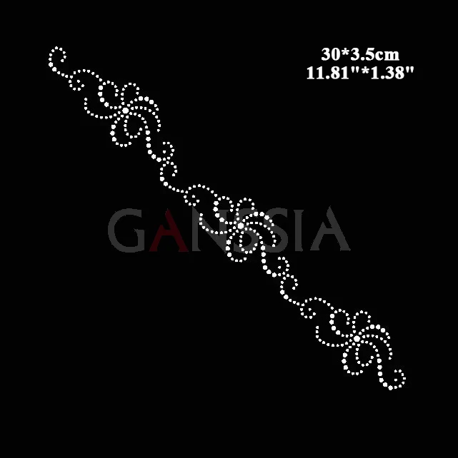 10 pz/lotto (30x3.50cm) strass Hotfix fantasia per abbellimento del bordo strass a trasferimento termico per indumento fai da te (SS-7515)