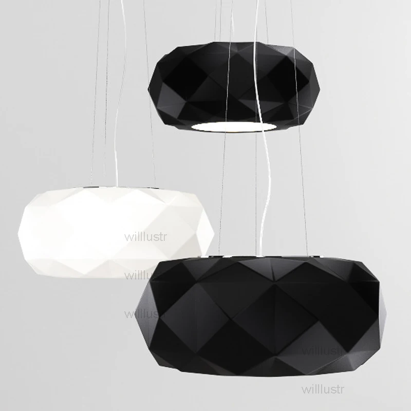 White Black Glass Diamond Pattern Pendant Lamp Murano Due Muranodue Leucos Deluxe Replica Suspension Light Ceiling Chandelier