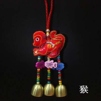 The new national wind, embroidered wind chimes. Chinese knot, car hanging cloth art animal pendant. Chinese zodiac year gift