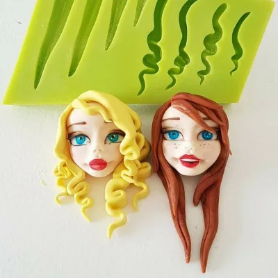 DIY 3D Doll Hair Mould Baby Face Fondant Mold Cake Decoration Tools Chocolate Mold Silicone Cake Mold Custom Baking Tool K173