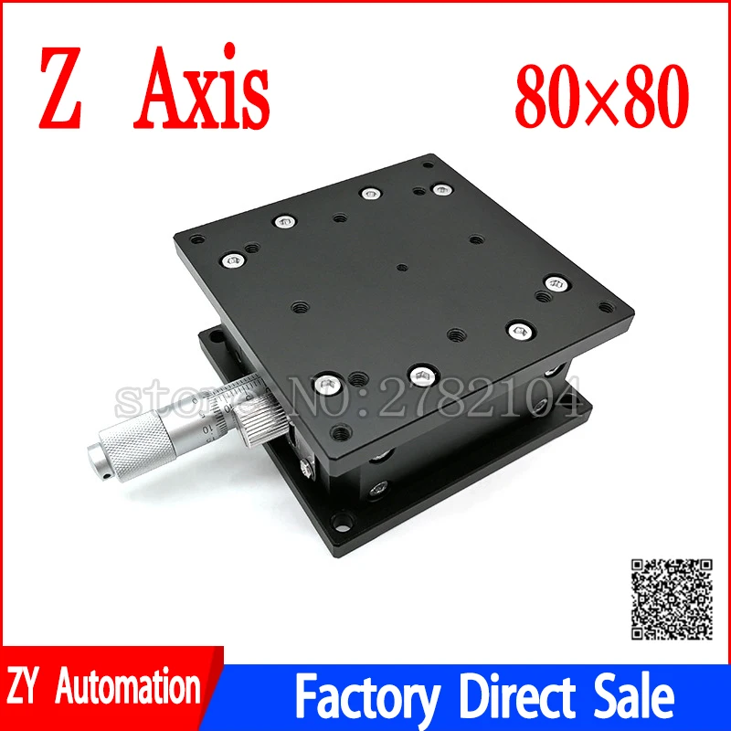 Plataforma de ajuste fino Manual de escenario de elevación de desplazamiento, eje Z de 80x80mm, doble par, mesa deslizante de riel cruzado, LZ80-2 de Z80-2