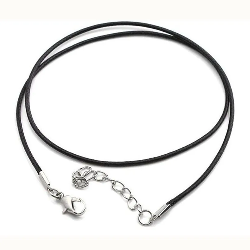 NK697 Hot 2.0mm Clasp String Black PU Leather Cords Rope Necklace For Women DIY Chain Neck Accessories Jewelry Findings