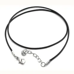 NK697 caliente 2,0mm cierre cadena negro PU cordones de cuero cuerda collar para mujeres DIY cadena cuello accesorios joyería hallazgos