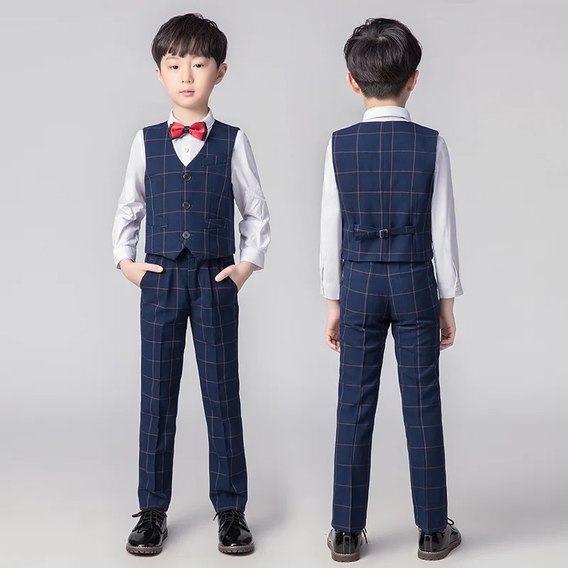 

Flower Boys Wedding Suit School Student Formal Dress Gentleman Kids Waistcoat +Pants +Bowtie 3Pcs Party Prom ceremony Costume