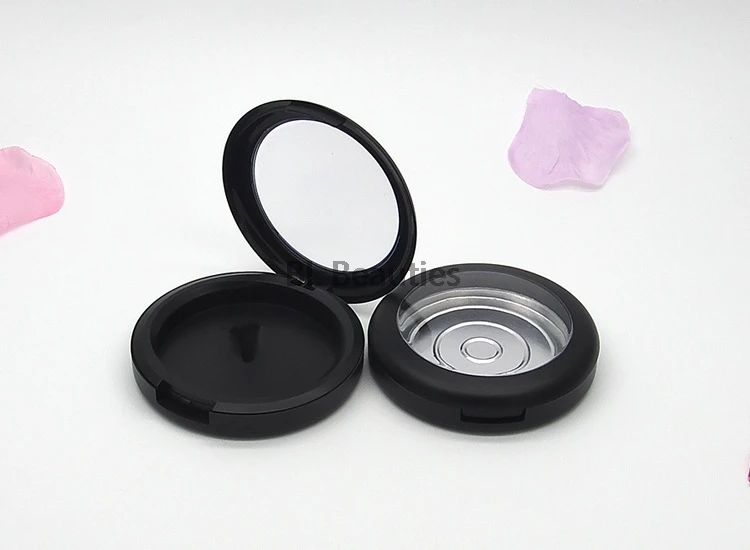 Empty Blusher Compact 59mm Cosmetic Powder Case Matte Black Eyeshadow Containers Round Portable Lip Rouge Sub Packaging Box