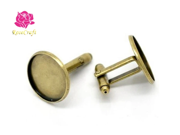 

20pcs/lot French Cufflink Setting Blank Fit Cabochon Cameo Base Antique Bronze Metal Cufflink 12mm 14mm 16mm 18mm 20mm