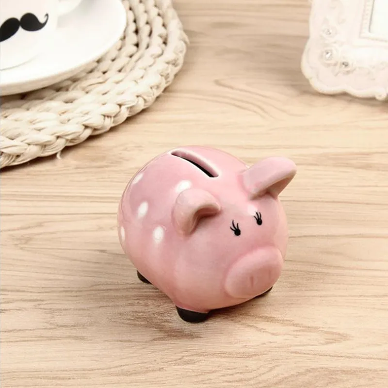 Ceramic mini creative piggy bank coin box gift box polka dot baby shower beneficial 10pcs