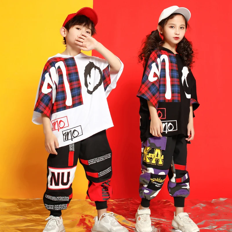 Girls Boys Outwear Tshirt Hoodie Jogger Pants T Shirt Hip Hop Clothing Jazz Dance Costumes Kids Concert Ballroom Dancing Clothes