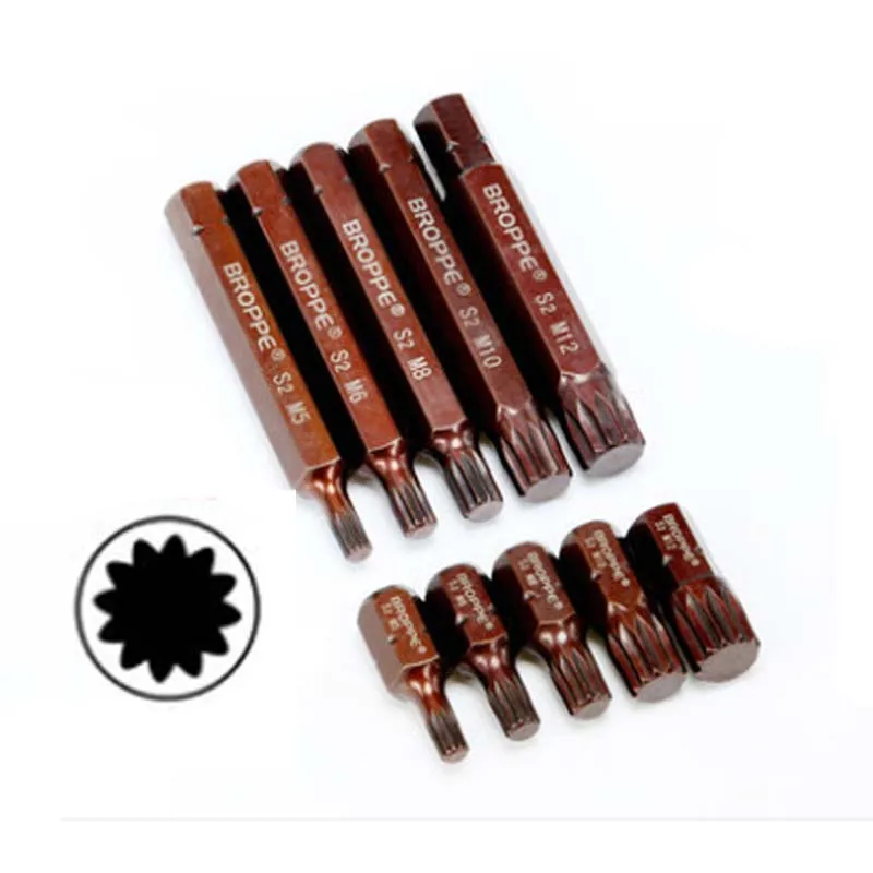 5pcs M5-M12  Star Screwdriver Bit 10mm Hex Shank for Impact Screwdriver M5/M6/M8/M10/M12 30mm 75mm