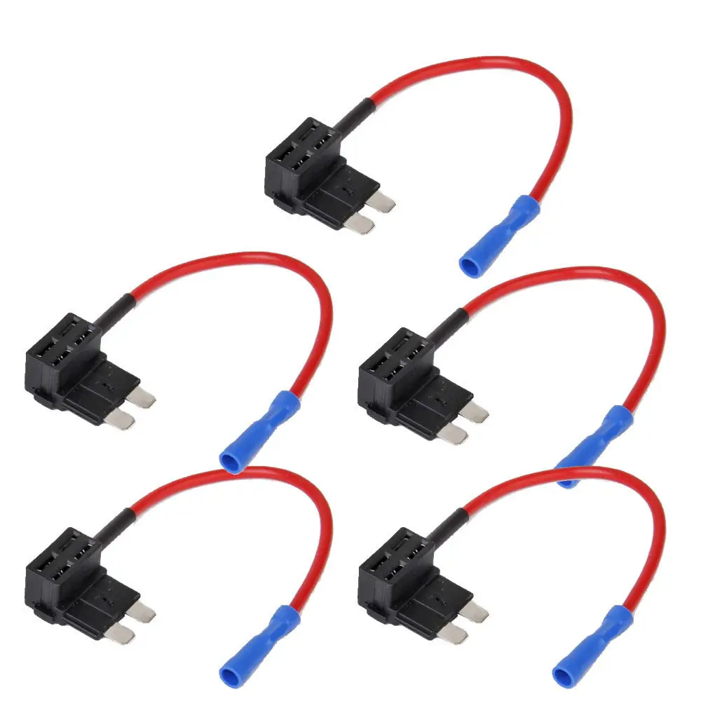 EE support  5Pcs 12V Standard Add A Circuit Fuse Tap Piggy Back Blade Holder Plug Car