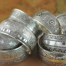 31 Stijl Nieuwe Gypsy plac kwiat Metal tybetański srebrny vintage moda retro bransoletka mankietowa bransoletka dla jej Christmas Paar prezent