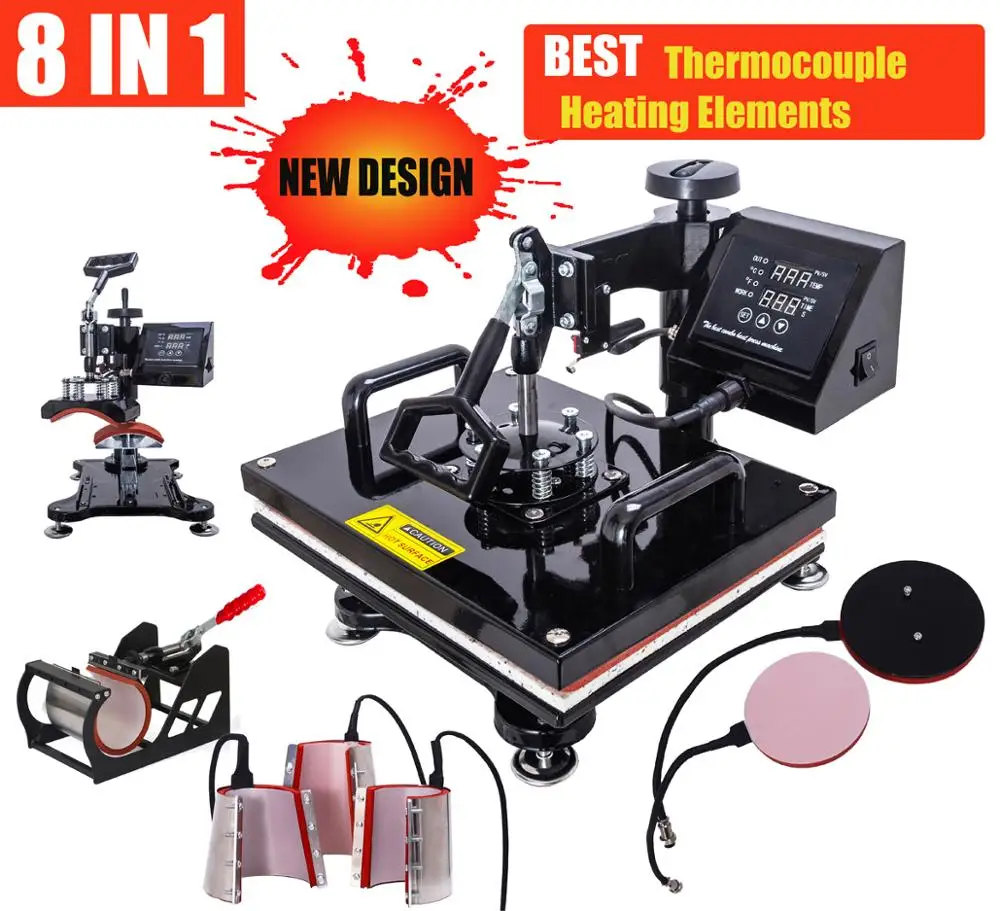 Advanced New Design 8 In 1 Combo Heat Press Machine,Sublimation/Heat Press,Heat Transfer Machine For Mug/Cap/T shirt/Phone cases