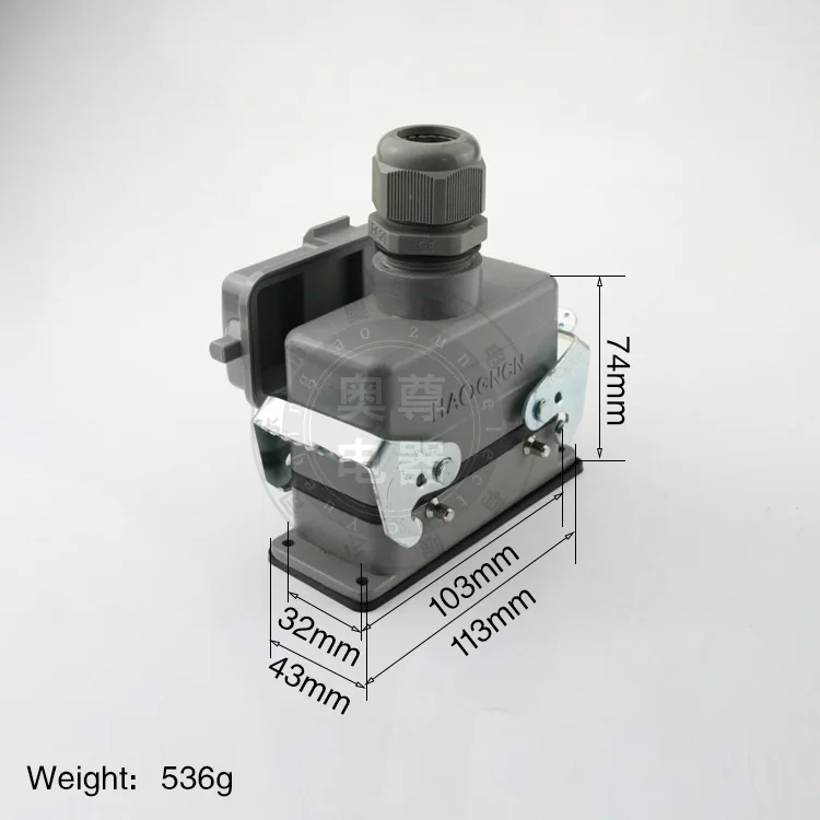 H16B - HE - 016-2 heavy duty connector base 16 core with cover on top of the line double buckle 16 a500v screw connection