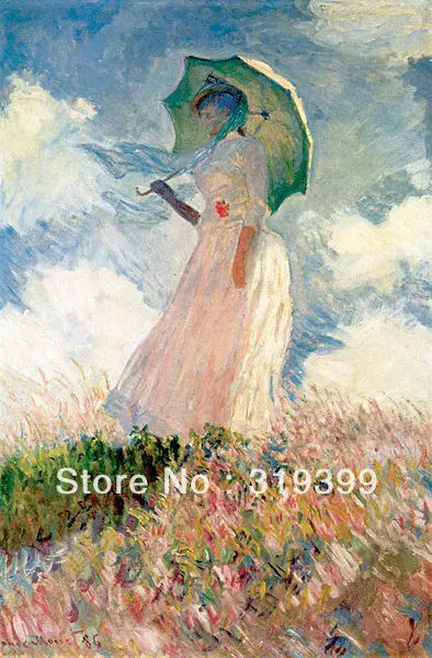 Oil Painting Reproduction on linen canvas ,Woman with a Parasol facing left by claude monet,100% handmade,Museum Quality