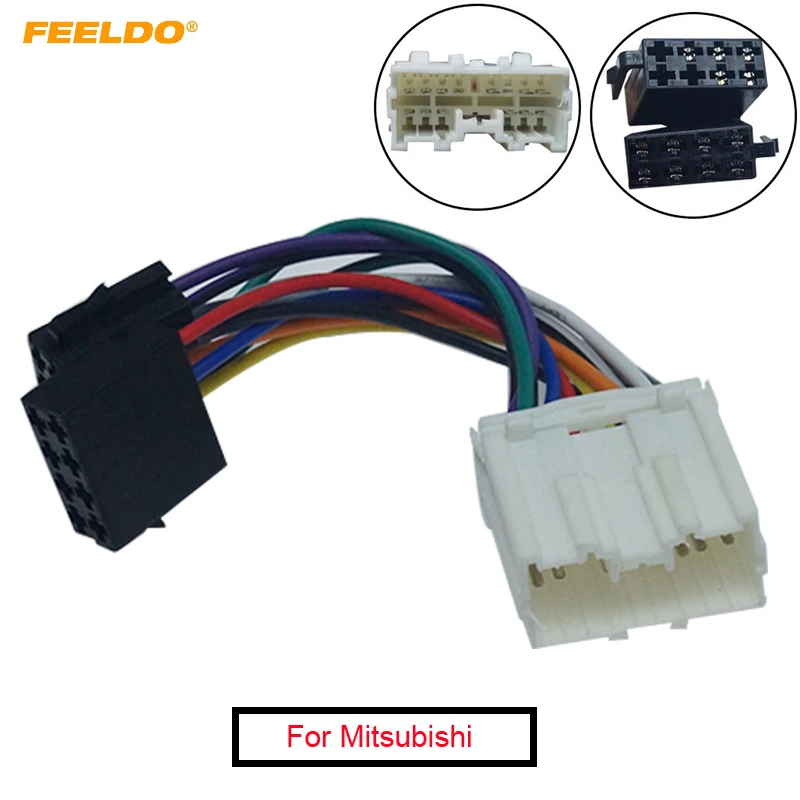 

FEELDO 1Pc Car Stereo Conversion Plug Wire Adapter For Mitsubishi to ISO CD Radio Wiring Harness Original Head Units Cable