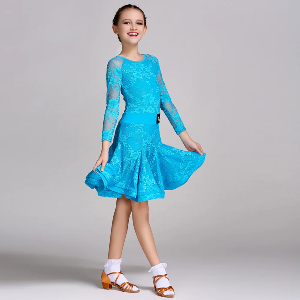 Standard Latin Dance Dress For Yellow Blue Green Skirts Summer Profession Child Kids Competition Beauty Ballroom Garments Y10481