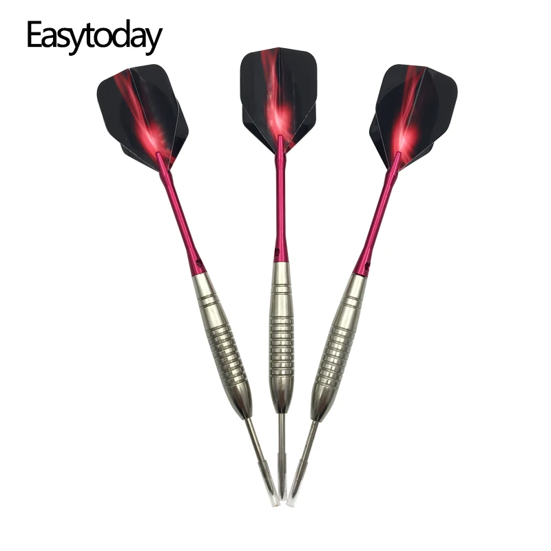 Easytoday 3 Cái/bộ Thép Tiêu Chuẩn Đầu Phi Tiêu Bộ Cứng Chuyên Nghiệp Đầu Phi Tiêu Kim Loại Nòng Đỏ Phi Tiêu Bằng Nhôm Trục Cực Quang Chuyến Bay