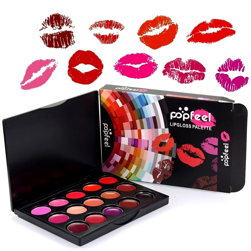 15 Color Gothic Matte Lipstick Palette Makeup Nude Lip Lipgloss Palette Long Lasting Pigment Mini Lipstick Matte Set Women Gift