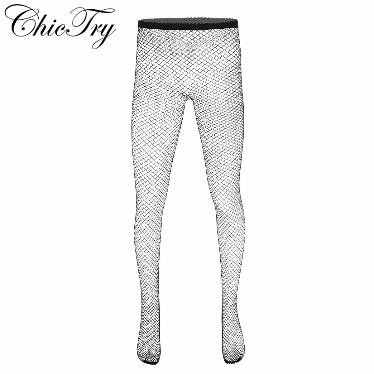 Sexy Male Men Hot Hollow Out Fishnet See Through Sheer Elastic Waist Closed Toes Tight Leggings Stretchy Pantyhose Stockings