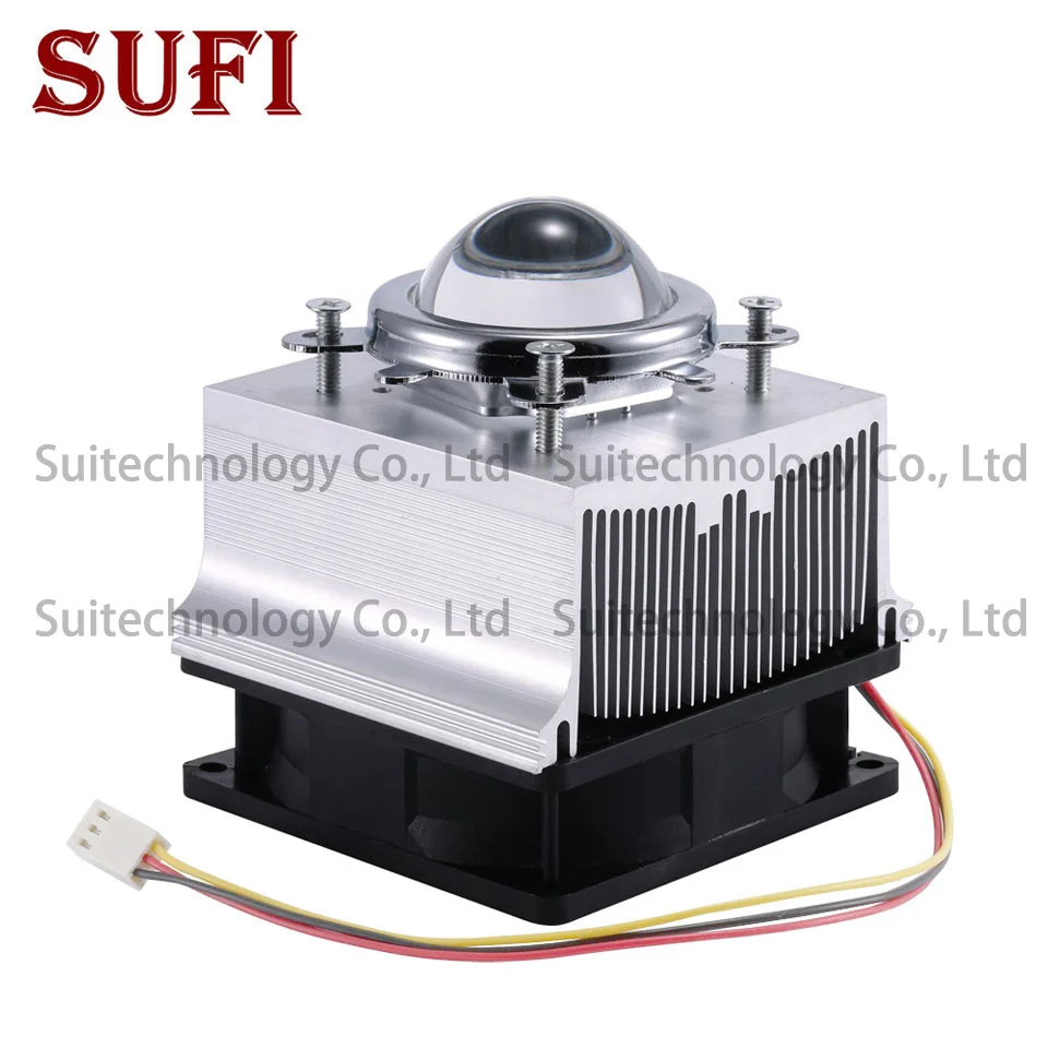 20 30 50 100 W LED Heatsink  + 60/90/120 Degrees Lenes + Reflector Bracket + 12 Fans Cooling Radiator For DIY 20 30 50 100 W LED