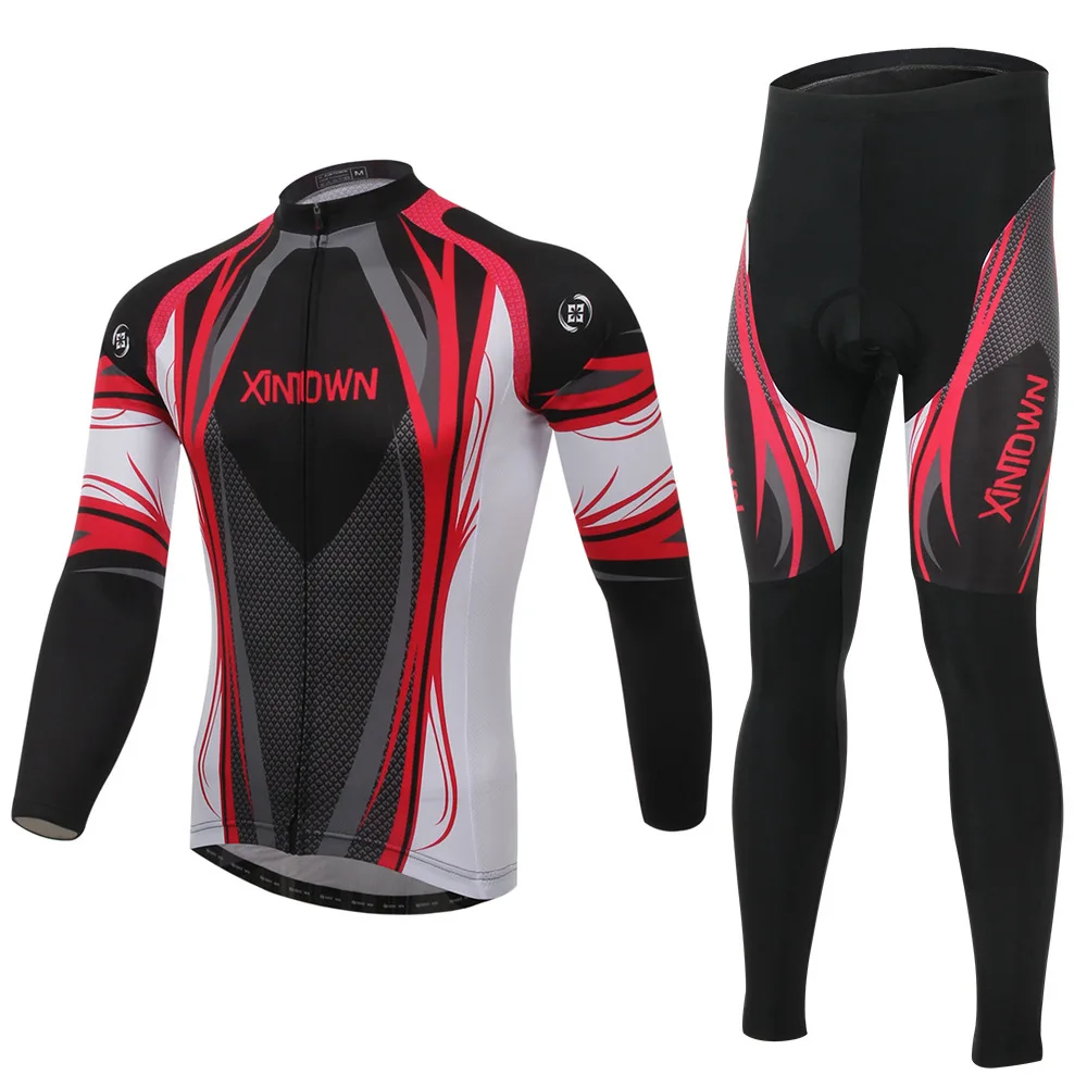 Hot !!! Men's Long Sleeve Jersey Pants Sets XINTOWN Cycling Clothing Bike Bicycle Long Sleeve Jersey Top