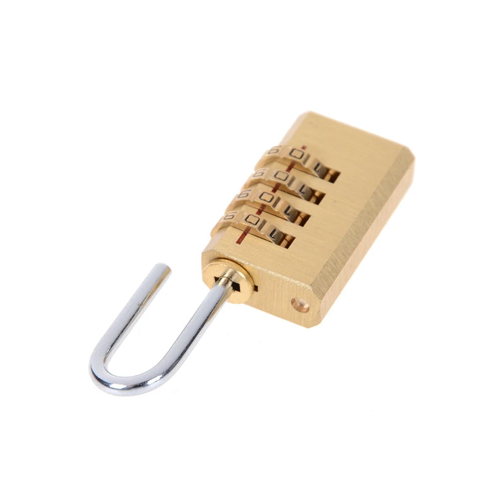 1pc Brass Mini 4 Digits Number Password Code Lock Combination Padlock Pad Lock Resettable for Travelling Bag Door 6cmx2cmx1cm