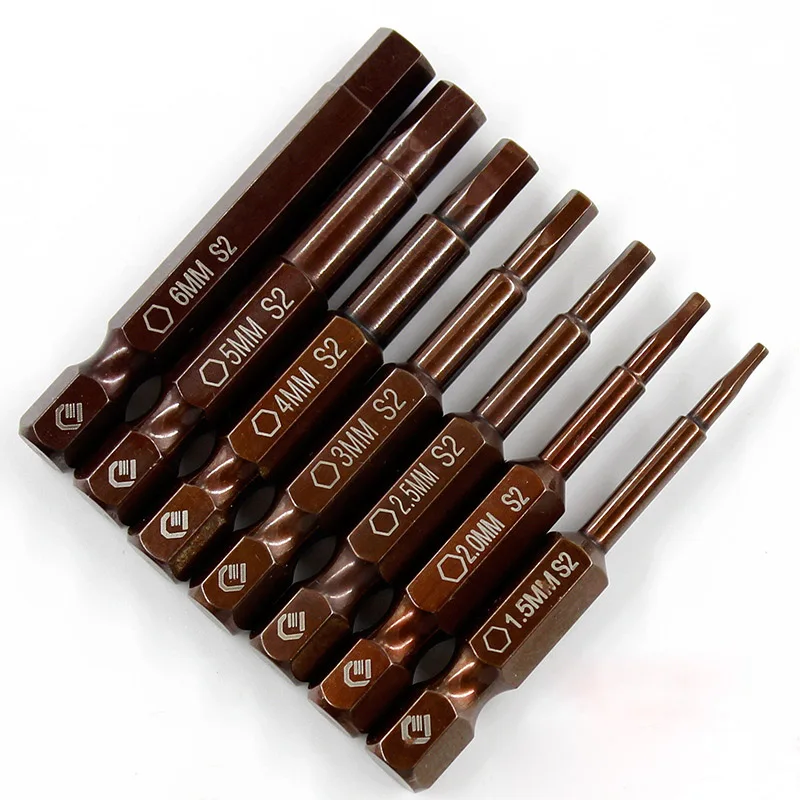 7 adet/takım 50mm 1.5-6mm Altıgen Tornavida Uçları S2 Alaşımlı Çelik Manyetik Elektrikli Matkap Altıgen Tornavida Kafa elektrikli tornavida Araçları