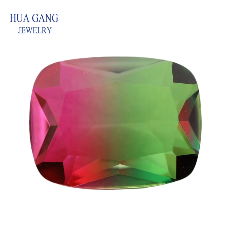 Baguette Shape Watermelon Tourmaline Stone Synthetic Glass Loose beads Size 4x6mm-13x18mm For Jewelry Making