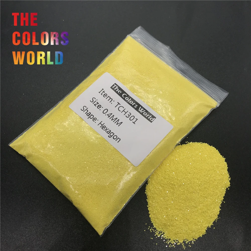 TCH301 Solvent Resistant Matte Moon Yellow Color Hexagon Shape Nail Glitter Nail Art Decoration Face Glitter DIY Eyeshadow Henna