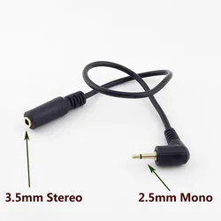 1pc 3.5mm Female Stereo to 2.5mm Male Headphones Headset Aux Adapter Converter Cable 25cm