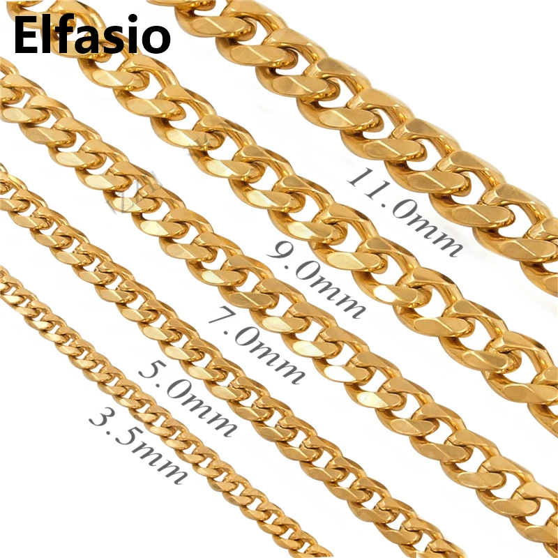 Cuban Necklace for Men Women Black/Silver/Gold Stainless Steel Curb Link Chain