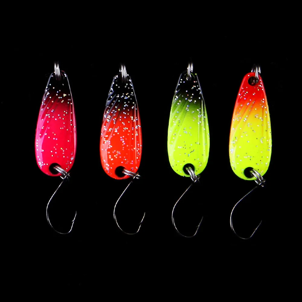 WALK FISH 4PCS/Lot 3cm 2.7g Colorful Trout Lure Fishing Spoon Bait Single Hook Metal Fishing Lure Fishing Tackle