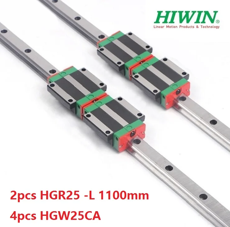 

2pcs origial Hiwin rail HGR25 -L 1100mm + 4pcs HGW25CA HGW25CC flange carriage blocks for cnc router