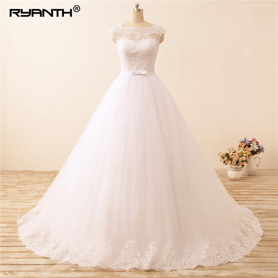 Ryanth Robe de marie Cheap Ball Gown Wedding Dress 2022 In Stock Bow Lace Vestido de noiva Custom Made Vestidos de novia