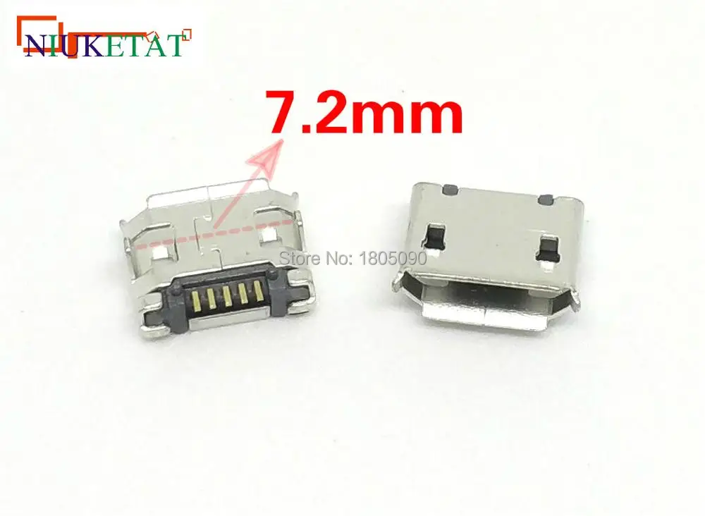 10pcs micro USB mini connector 5pin DIP2 7.2mm short pin 5P Data port Charging port mini usb connector for Mobile end plug