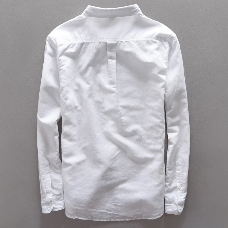 New Fashion Casual Linen Shirt Men White Solid Long Sleeve Shirts Men Cotton Brand Mens Shirt 8color S-3XL camisa masculina