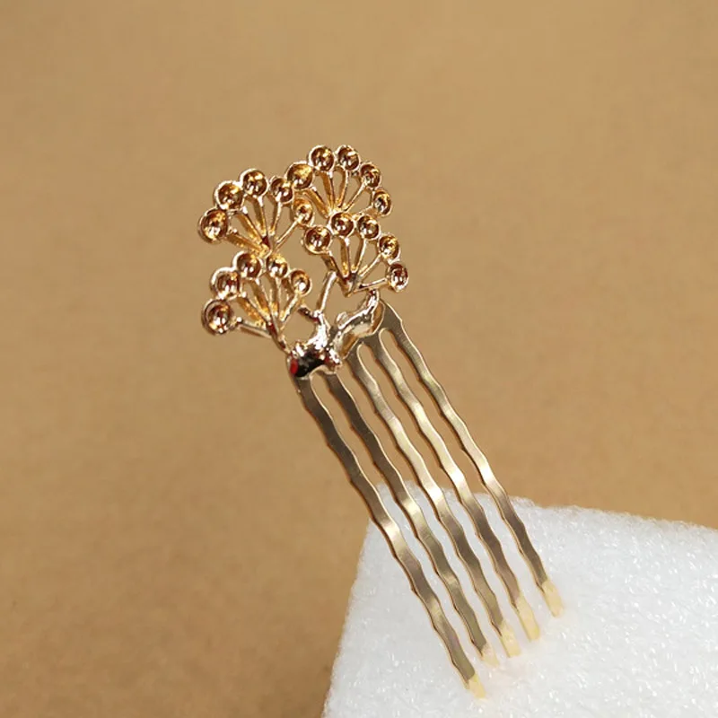 Pine tree Leaf Branch Bridal Hair Comb for Girls Hair Ornaments Jewelry Wedding Hair Maker Women Bun Hair Combs Metal Hairpins