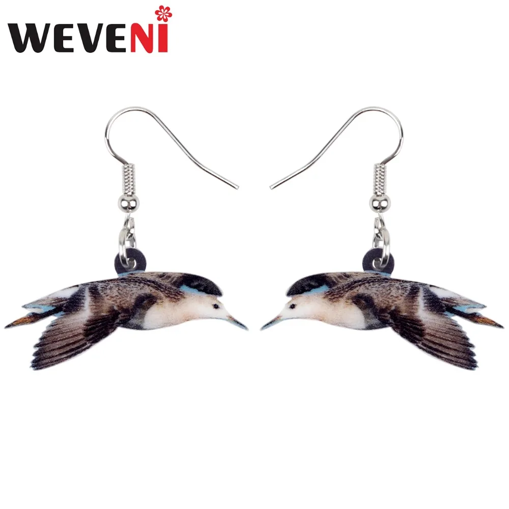 WEVENI Acrylic Hovering Mew Gu Sea-gull Bird Earrings New Long Dangle Drop Trendy Ocean Animal Jewelry For Women Girl Dropship