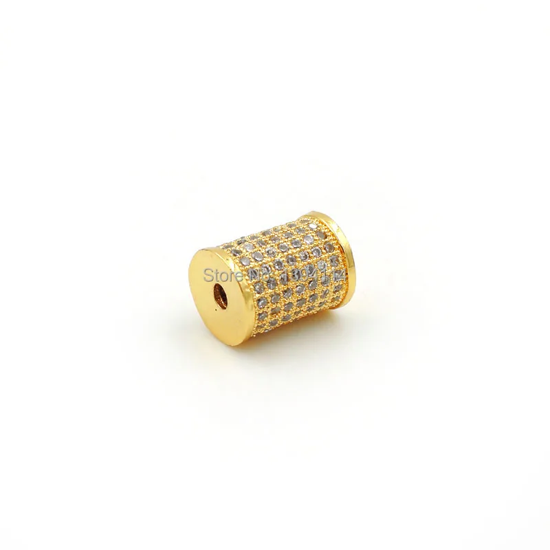 10*8*8mm Micro Pave Clear CZ Cylinder Beads Fit For Making DIY Bracelets Or Necklaces Jewelry