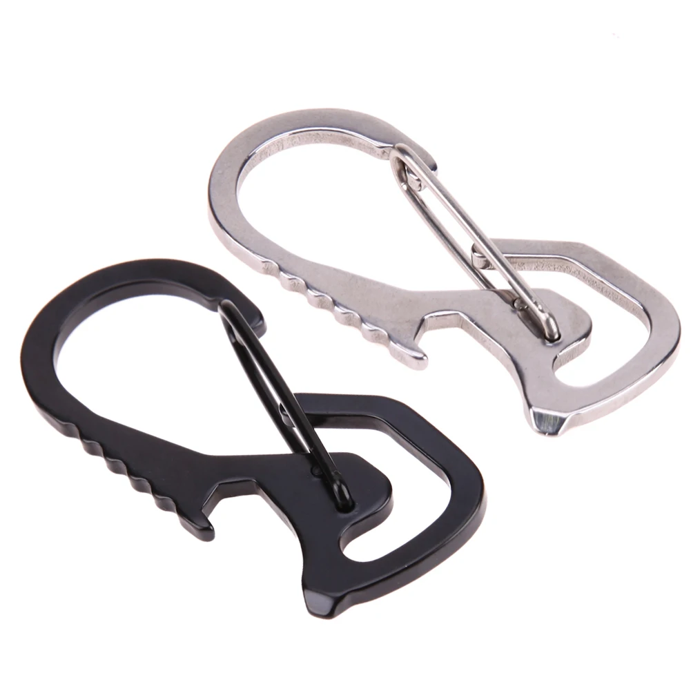 Carabiner Keychain Hook Outdoor Stainless Steel Carabiner Cap Lifter Hex Driver Bottle Opener Keychain Ring Climbing Accessorie