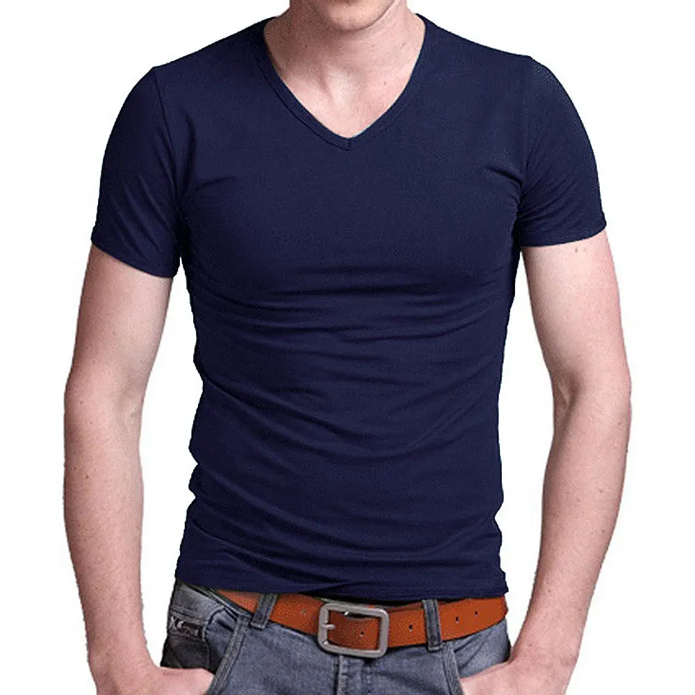 Stretch Men T Shirt Men\'s O-neck Short-sleeve T Shirts Casual Slim Solid Color Tshirts Men Tops Tees Special Sales Cotton S-5XL