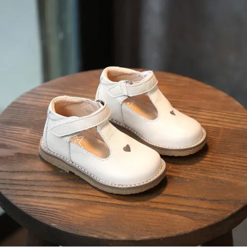 Spring 2019 Baby Toddler Girls Vintage T-Strap Flats Pink White Black Dress Shoe Little Kids Genuine Leather Mary Jane Children